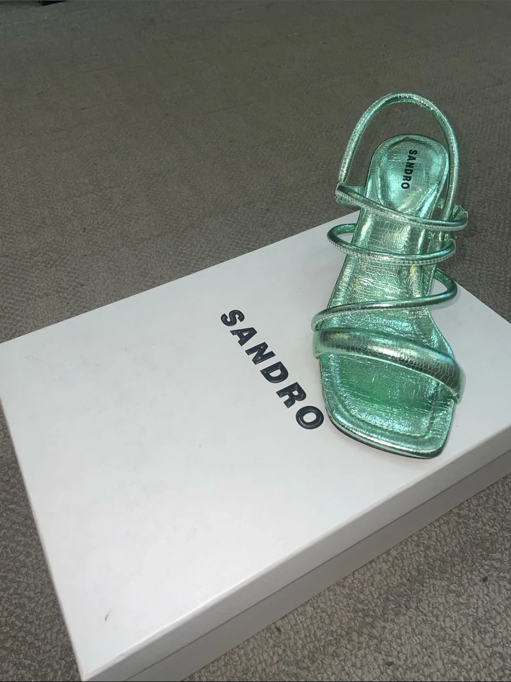 Sandro Metallic Mint Strappy Heels
